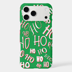 HO HO HO Christmas text pattern white green red