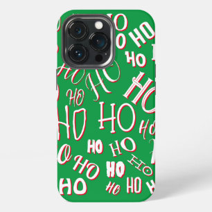 HO HO HO Christmas text pattern white green red iPhone 13 Pro Case