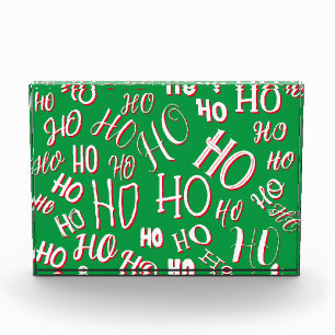 HO HO HO Christmas text pattern white green red Photo Block