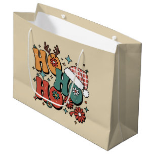 Ho Ho Ho Christmas Ugly Xmas Santa Hat Groovy Large Gift Bag