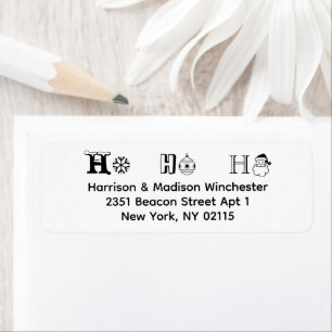 Ho Ho Ho Christmas white black cute return address Label