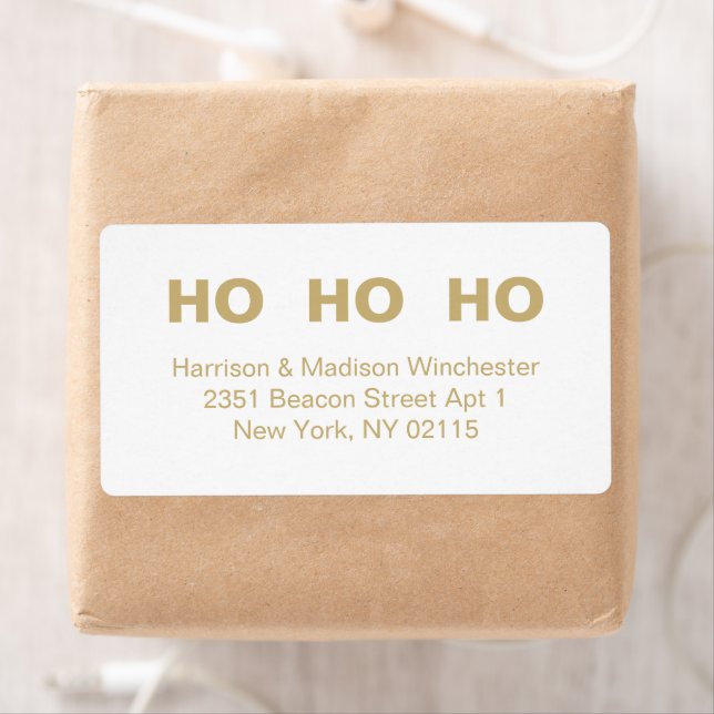 Ho Ho Ho Christmas white gold minimalist address (Insitu)