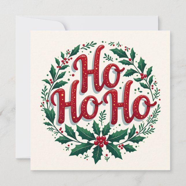 Ho Ho Ho Christmas Wreath Typography Design (Front)