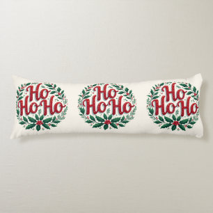 Ho Ho Ho Christmas Wreath Typography Design Body Cushion
