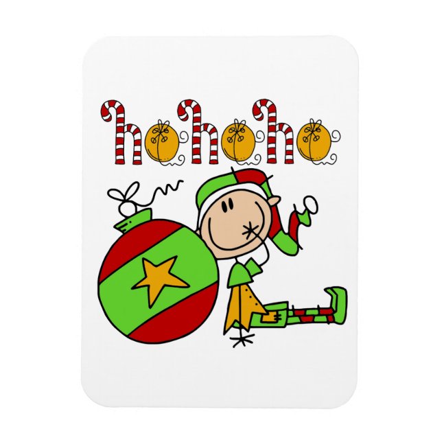Ho Ho Ho Cute Christmas Holiday Elf Magnet (Vertical)