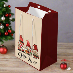 Ho Ho Ho! Cute Gnomes Nordic Christmas Winter  Medium Gift Bag