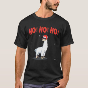 Ho Ho Ho Cute Llama Santa Hat HO Cubed Matching Fa T-Shirt