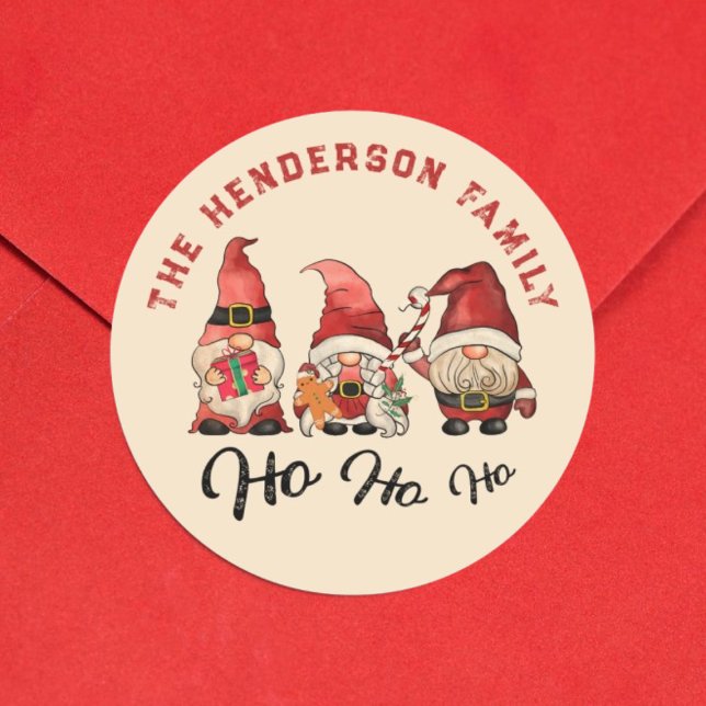 Ho Ho Ho ! Cute Nordic Gnomes Christmas  Classic Round Sticker (Creator Uploaded)