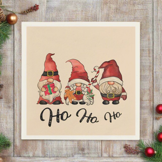 Ho Ho Ho ! Cute Nordic Gnomes Christmas  Napkin (Creator Uploaded)