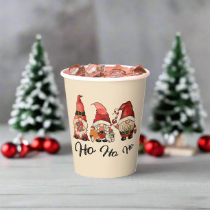 Ho Ho Ho ! Cute Nordic Gnomes Christmas Red Paper Cups