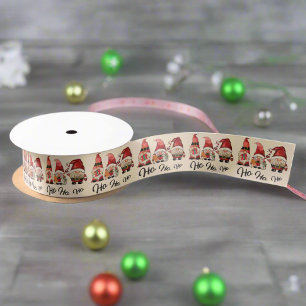 Ho Ho Ho ! Cute Nordic Gnomes Christmas  Satin Ribbon