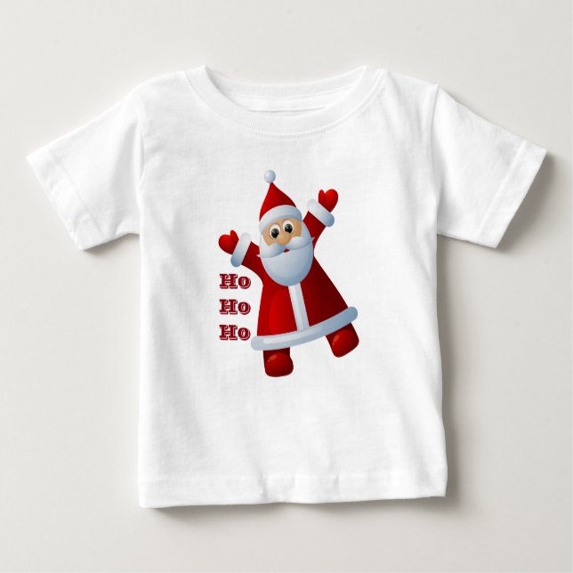 HO! HO! HO! Cute Santa Claus Merry Christmas Baby T-Shirt (Front)