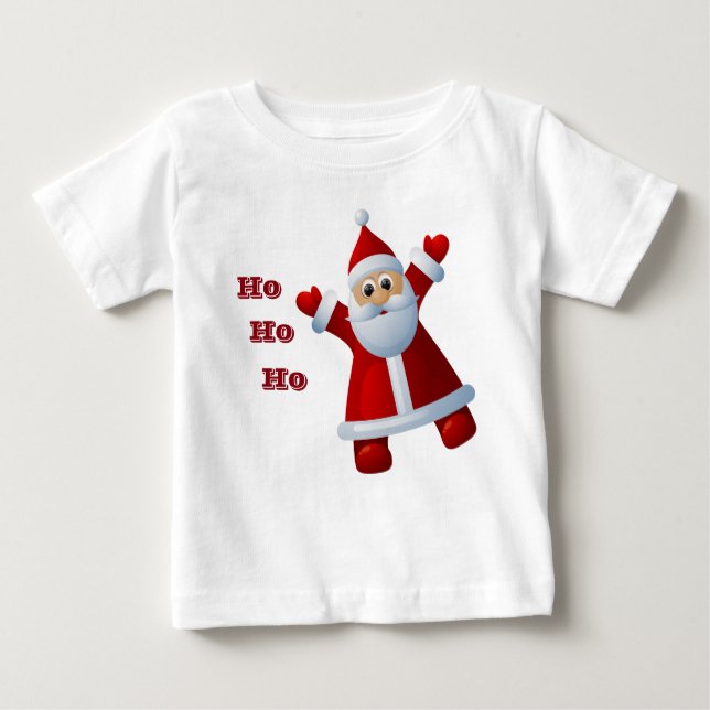 HO! HO! HO! Cute Santa Claus Merry Christmas Baby T-Shirt (Front)