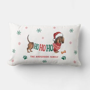 HO-HO-HO DACHSHUND CHRISTMAS LUMBAR CUSHION