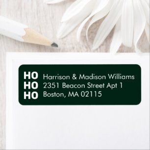 Ho Ho Ho dark pine green Christmas Return Address Label