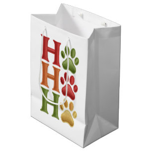 Ho Ho Ho Dog Paws Medium Gift Bag