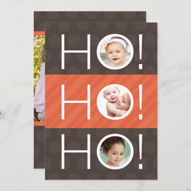 Ho Ho Ho! Double Sided 4 Photo Holiday Card (Front/Back)