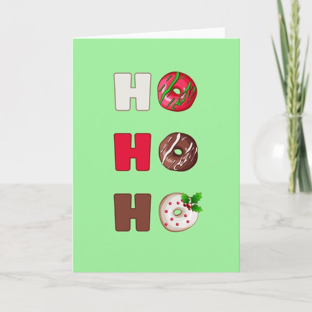 Ho Ho Ho Doughnut Christmas Holiday Greeting Card (Front)