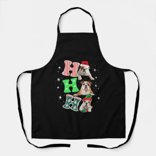 Ho Ho Ho English Bulldog Santa Reindeer Christmas Apron