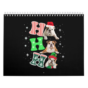 Ho Ho Ho English Bulldog Santa Reindeer Christmas  Calendar