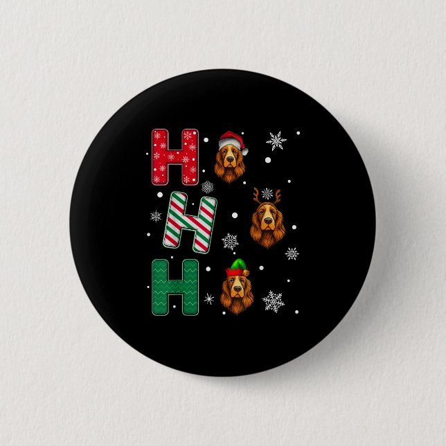 Ho Ho Ho Er Spaniel Dog Lover Christmas Santa Elf  6 Cm Round Badge (Front)