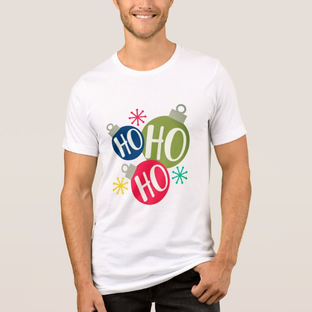 Ho Ho Ho Festive Christmas Xmas Family Matching Tri-Blend Shirt (Front)