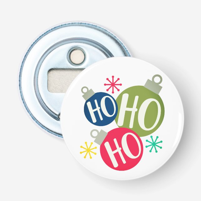 Ho Ho Ho Festive Christmas Xmas Modern Holiday Bottle Opener (Front)