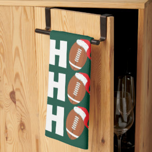 Ho Ho Ho Football Funny Christmas Season Humor Tea Towel