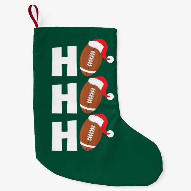 Ho Ho Ho Football | Funny Christmas Season Humour Small Christmas Stocking (Front)