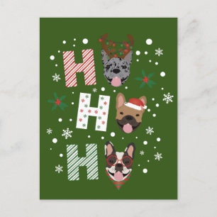 Ho Ho Ho French Bulldog Merry Christmas Holiday Postcard