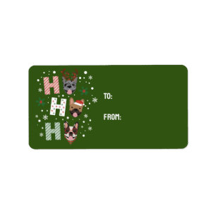 Ho Ho Ho French Bulldog Merry Christmas Label