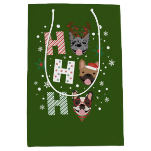 Ho Ho Ho French Bulldog Merry Christmas Medium Gift Bag