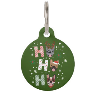 Ho Ho Ho French Bulldog Merry Christmas Pet Tag