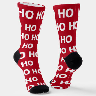 Ho Ho Ho Fun Christmas Red White Holiday Mens Socks