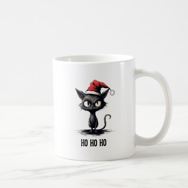 Ho Ho Ho Funny Cat Christmas Coffee Mug (Right)