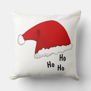 Ho ho ho Funny Cute santa hat red and white xmas Cushion