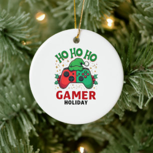 Ho Ho Ho Gamer Holiday Christmas Ornament   Funny 