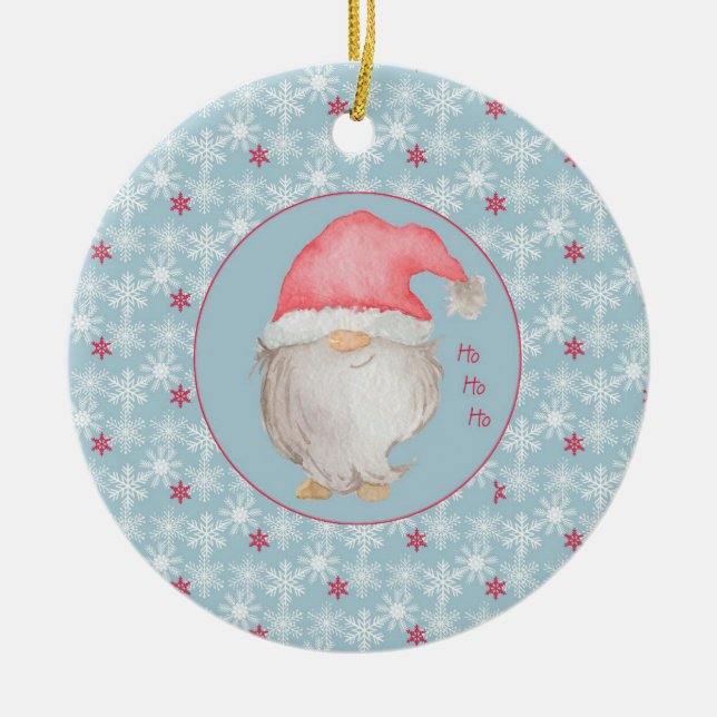 Ho Ho Ho Gnome 1st Christmas as Big Sister photo Ceramic Ornament (Front)