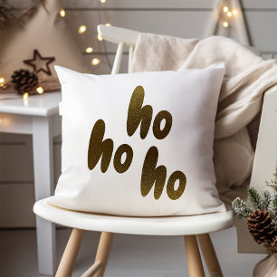 Ho Ho Ho   Gold Typography Minimalist Christmas Cushion