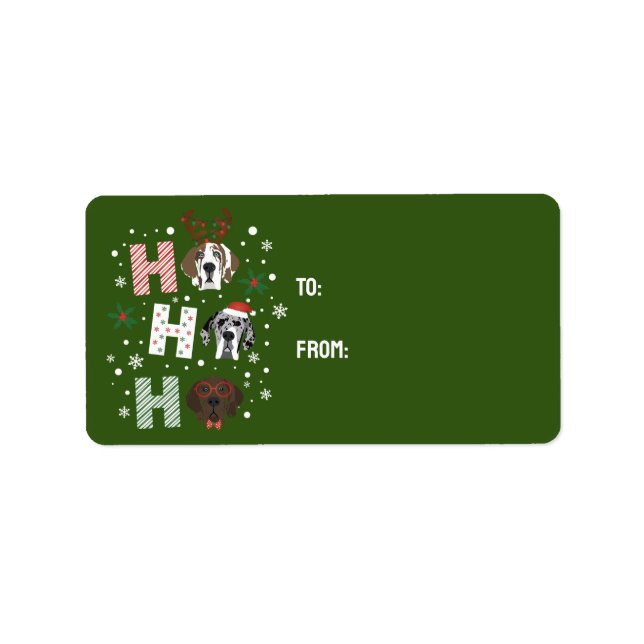 Ho Ho Ho Great Dane Merry Christmas Label (Front)