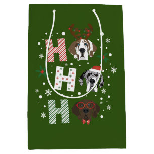 Ho Ho Ho Great Dane Merry Christmas Medium Gift Bag