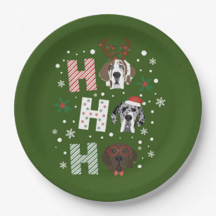 Ho Ho Ho Great Dane Merry Christmas Paper Plate