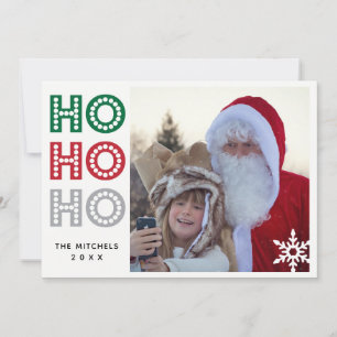 Ho Ho Ho Green Buffalo Plaid Photo Card