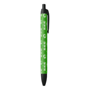 Ho Ho Ho Green Santa Xmas Holiday Merry Christmas Black Ink Pen