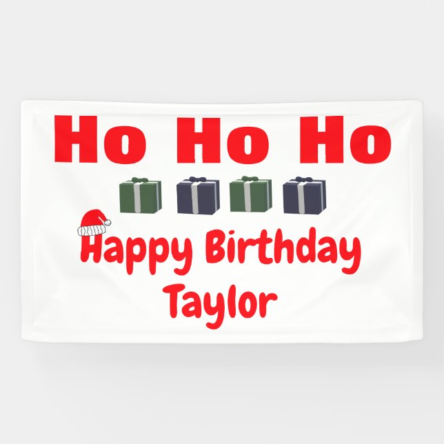HO HO HO Happy Birthday Banner (Horizontal)