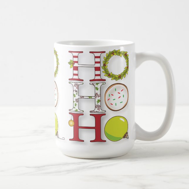 HO HO HO Happy Holiday Christmas Cheer Coffee Mug (Right)