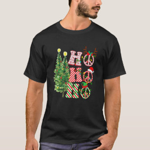Ho Ho Ho Hippie Christmas Tree Peace Sign Matching T-Shirt