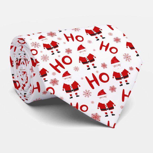 Ho Ho Ho Ho aSanta Claus Christmas Pattern Tie (Rolled)