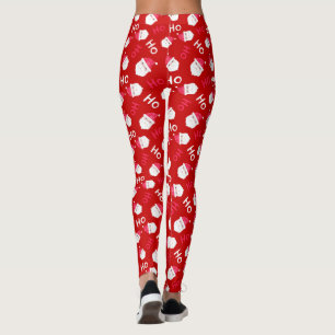 Ho Ho Ho Ho Cute Santa Head Christmas Pattern Leggings