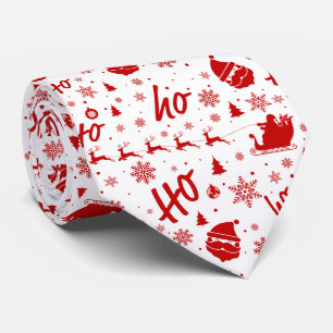 Ho Ho Ho Ho White & Red Christmas Pattern Tie